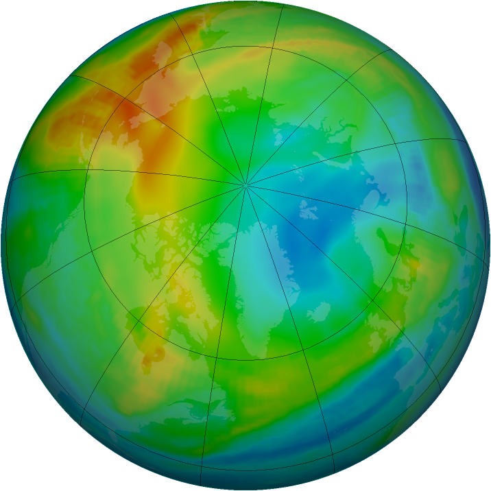 Arctic ozone map for 26 December 1999